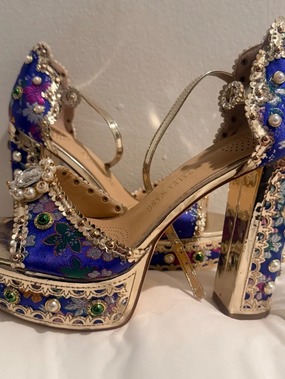 AZALEA WANG CICI JEWELED PLATFORM HEELS